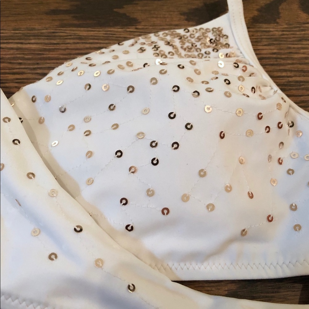 VS PINK White Bikini Top with Gold Sequins - Picture 4 of 5